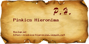 Pinkics Hieronima névjegykártya